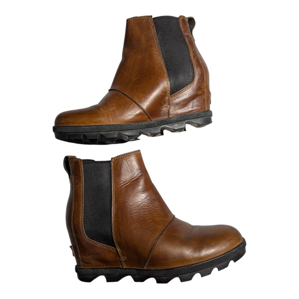 Sorel Joan of Arctic Wedge II Brown Leather Waterproof Winter Ankle Boots Sz 8.5